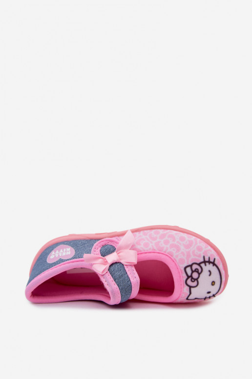Chinelos infantis com velcro HELLO KITTY rosas