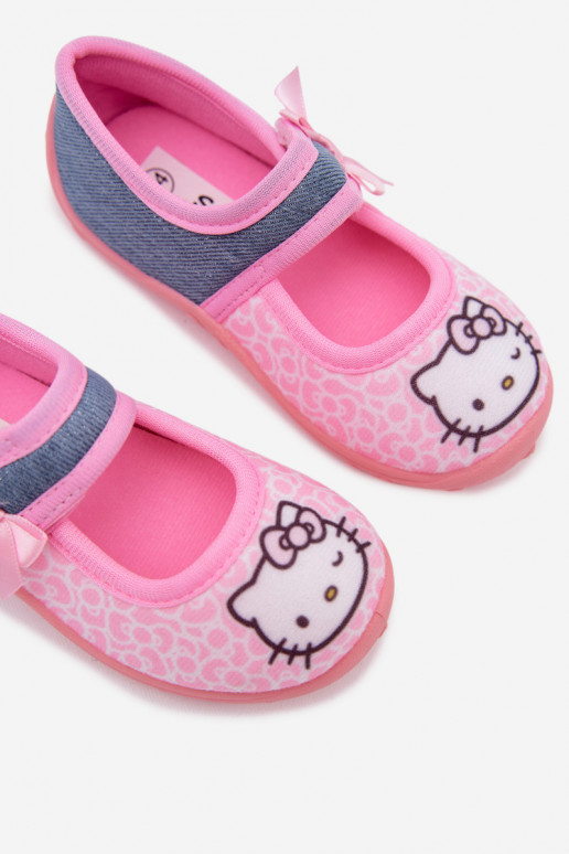 Chinelos infantis com velcro HELLO KITTY rosas