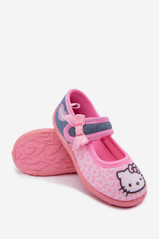 Chinelos infantis com velcro HELLO KITTY rosas