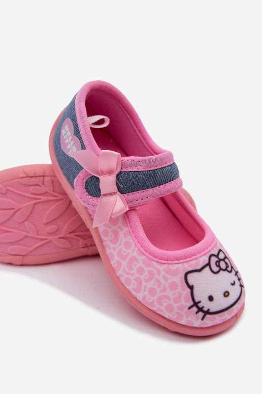 Chinelos infantis com velcro HELLO KITTY rosas