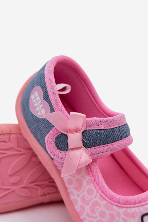 Chinelos infantis com velcro HELLO KITTY rosas