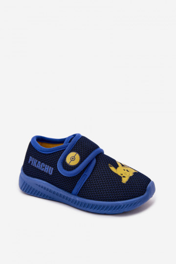 Chinelos para meninos com velcro Pikachu azul escuro