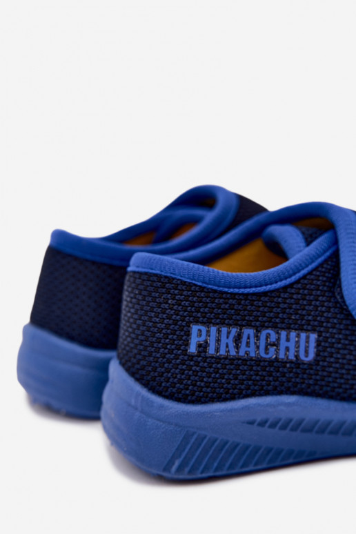 Chinelos para meninos com velcro Pikachu azul escuro