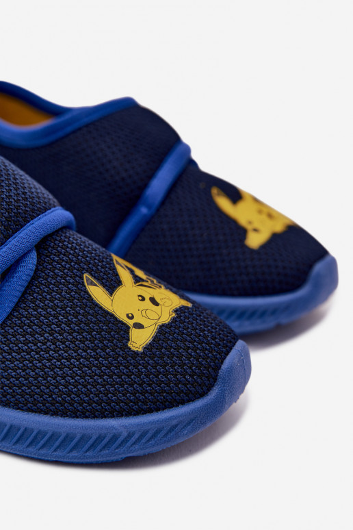 Chinelos para meninos com velcro Pikachu azul escuro