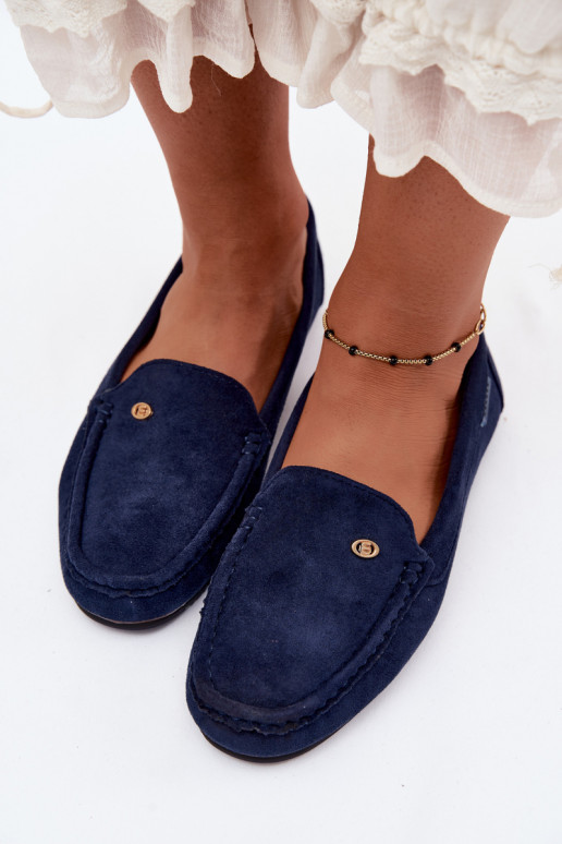 Mocassins masculinos azul escuro de camurça sintética Tai turirilla