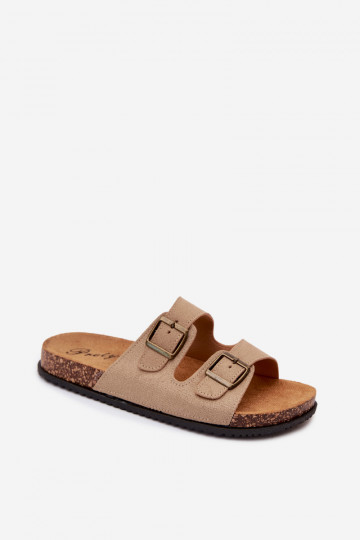 Chinelos masculinos de cor areia com fivelas Ruby