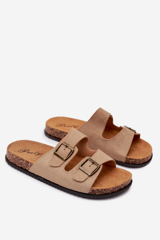 Chinelos masculinos de cor areia com fivelas Ruby