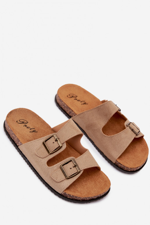 Chinelos masculinos de cor areia com fivelas Ruby