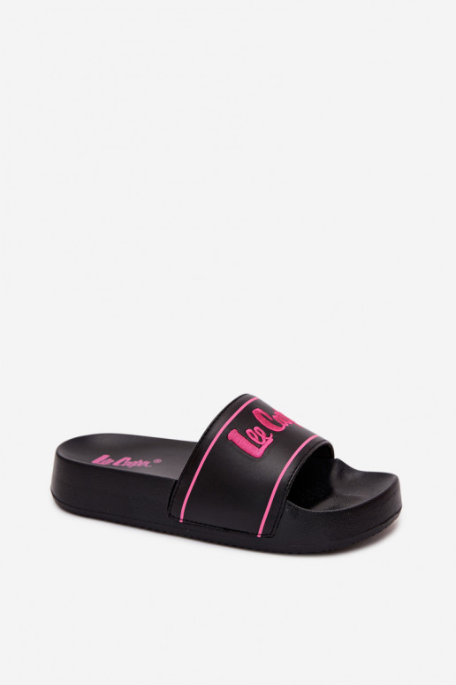 Chinelos pretos femininos com plataforma Lee Cooper
