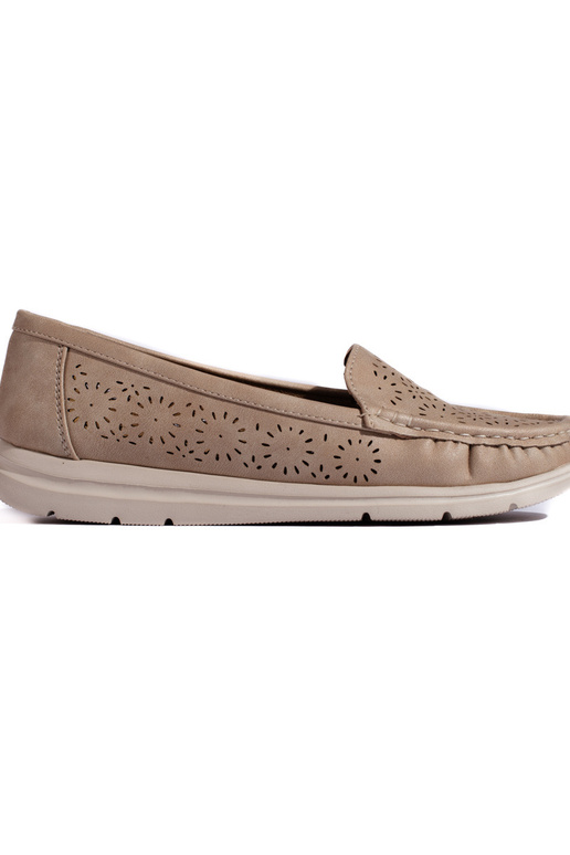 Mocassins perfurados bege para mulher
