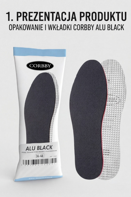 Corbby ALU BLACK Palmilhas de três camadas com folha de alumínio