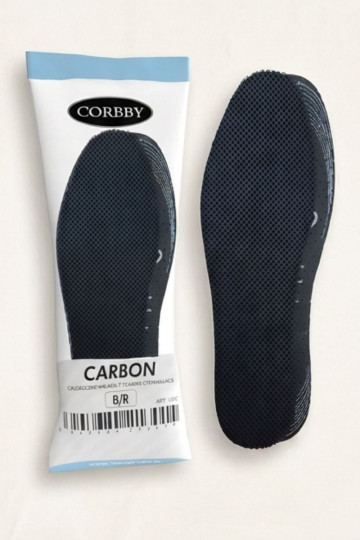 Palmilhas Corbby CARBON com tecido intermediário e carbono ativo