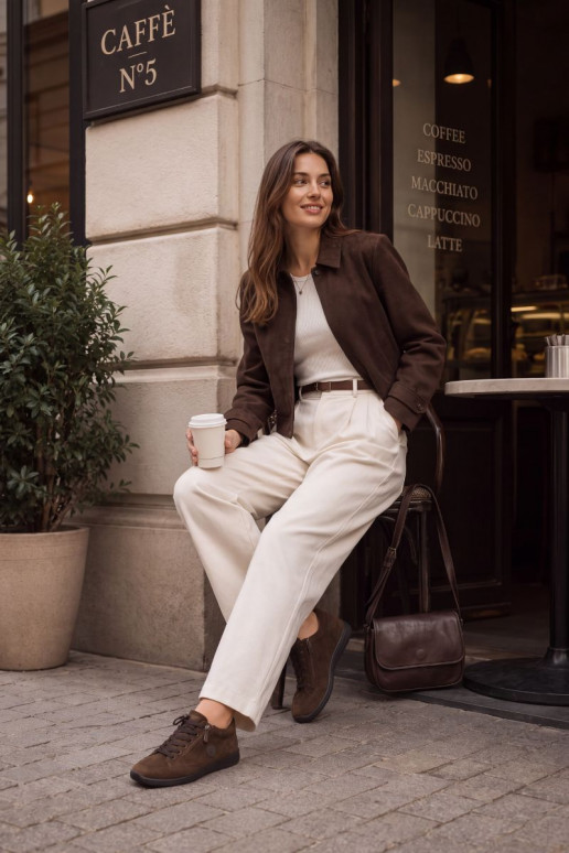 Sapatos femininos em camurça sintética chocolate Brindle