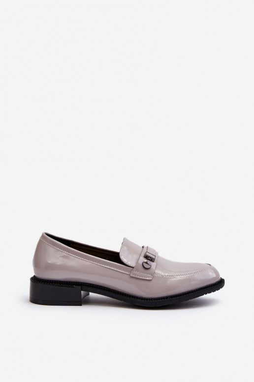 Mocassins femininos envernizados na cor cinza Nerilaja