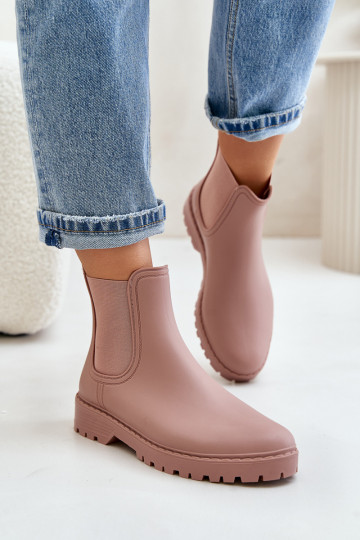 Botas de borracha femininas com inserções elásticas na cor rosa Ciariel