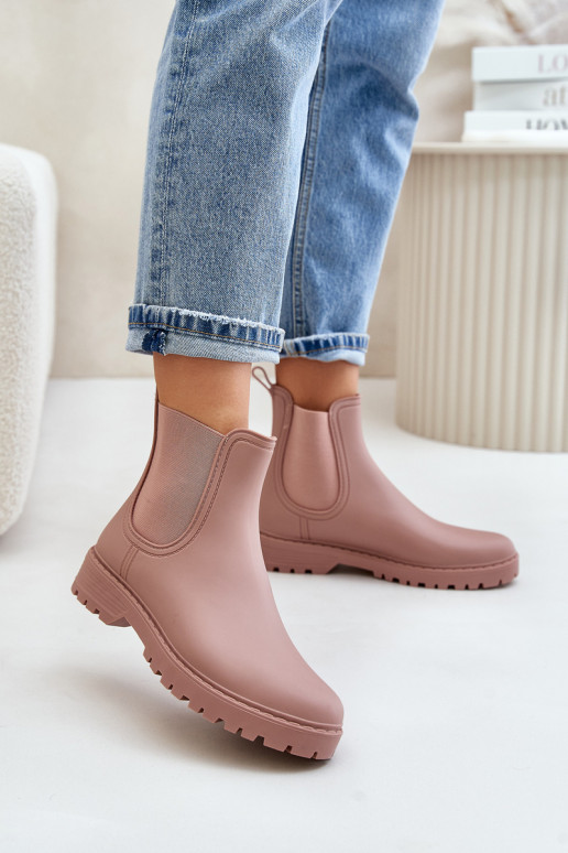 Botas de borracha femininas com inserções elásticas na cor rosa Ciariel