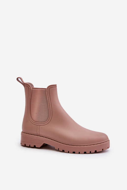 Botas de borracha femininas com inserções elásticas na cor rosa Ciariel