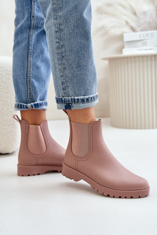 Botas de borracha femininas com inserções elásticas na cor rosa Ciariel