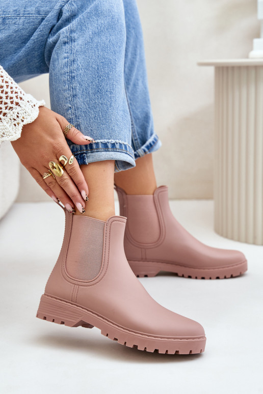 Botas de borracha femininas com inserções elásticas na cor rosa Ciariel