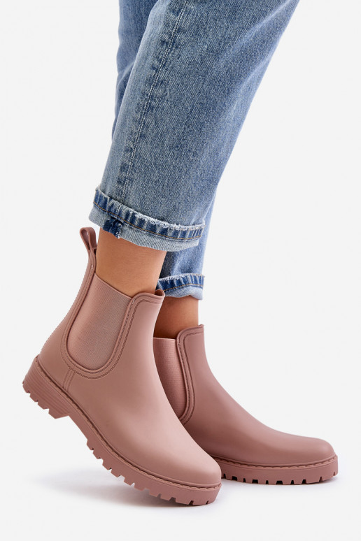 Botas de borracha femininas com inserções elásticas na cor rosa Ciariel