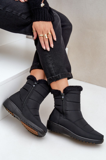 Botas de neve femininas com pelo na cor preta Fiorittia