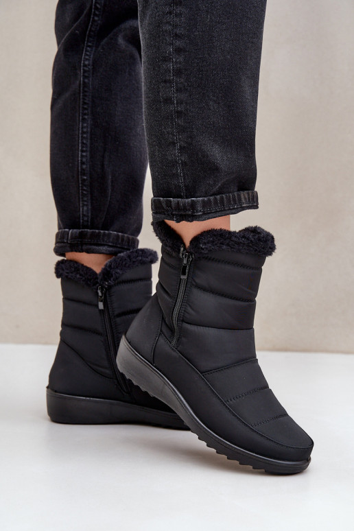Botas de neve femininas com pelo na cor preta Fiorittia