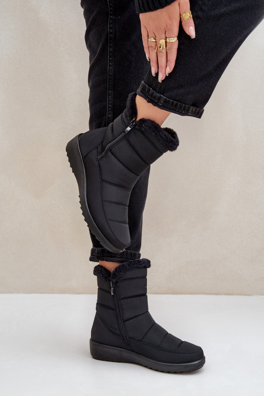 Botas de neve femininas com pelo na cor preta Fiorittia