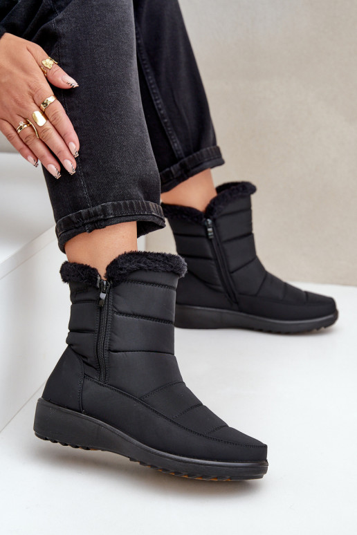 Botas de neve femininas com pelo na cor preta Fiorittia