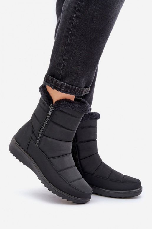 Botas de neve femininas com pelo na cor preta Fiorittia