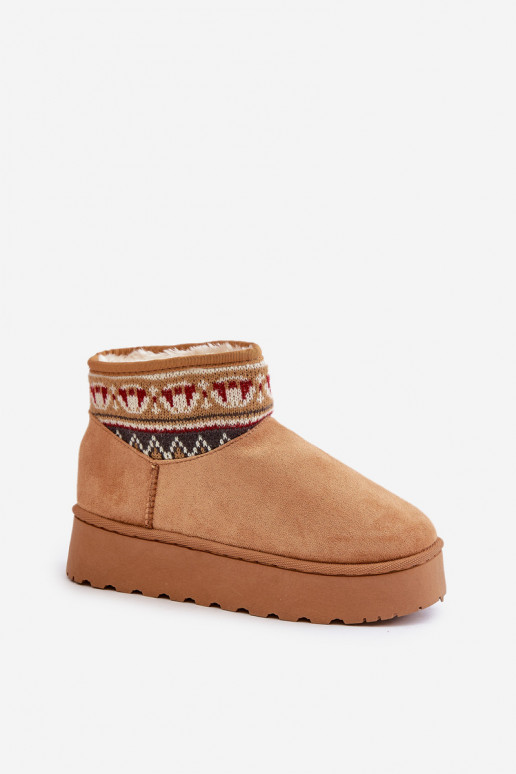 Botas de neve marrons com padrões e plataforma Avatharia