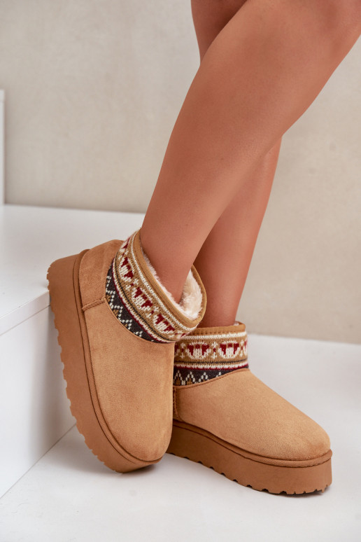 Botas de neve marrons com padrões e plataforma Avatharia