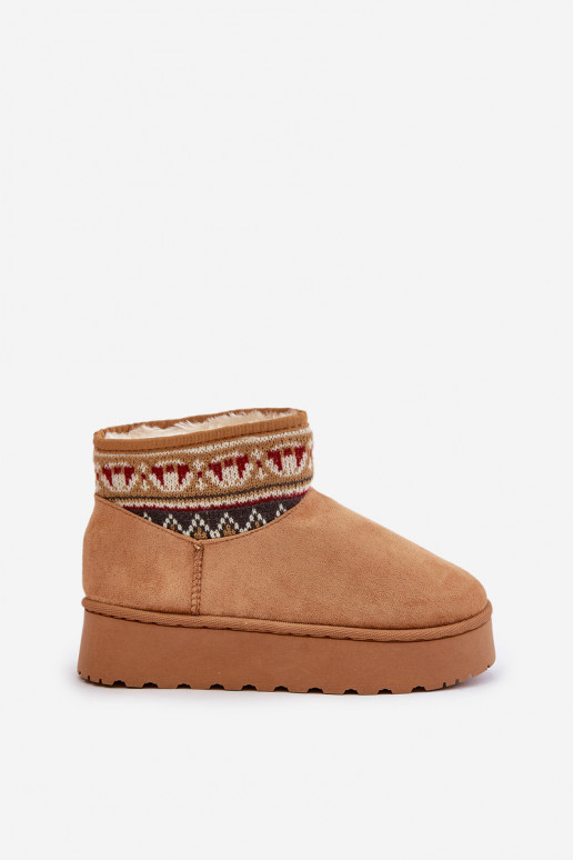 Botas de neve marrons com padrões e plataforma Avatharia