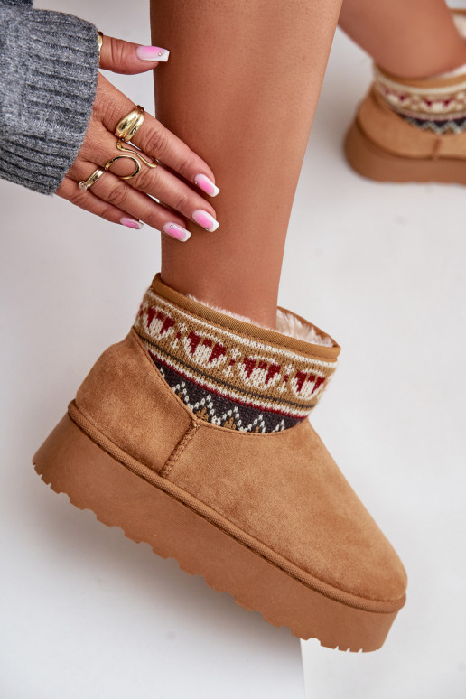 Botas de neve marrons com padrões e plataforma Avatharia