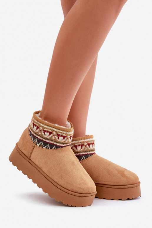 Botas de neve marrons com padrões e plataforma Avatharia