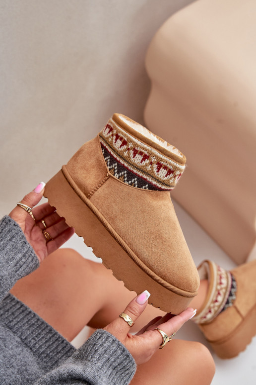Botas de neve marrons com padrões e plataforma Avatharia