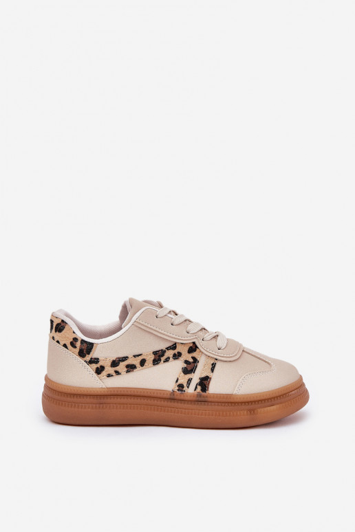 Ténis femininos com plataforma e estampa de leopardo em areia Totter