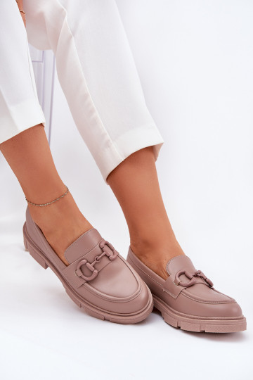 Mocassins femininos com detalhes decorativos em couro sintético caqui Seftass