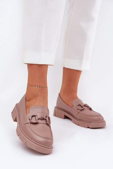 Mocassins femininos com detalhes decorativos em couro sintético caqui Seftass 2