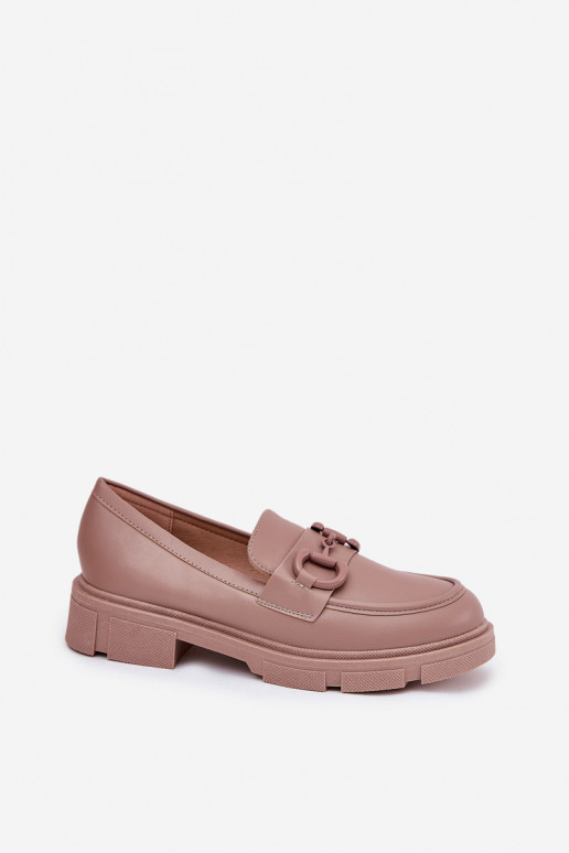Mocassins femininos com detalhes decorativos em couro sintético caqui Seftass