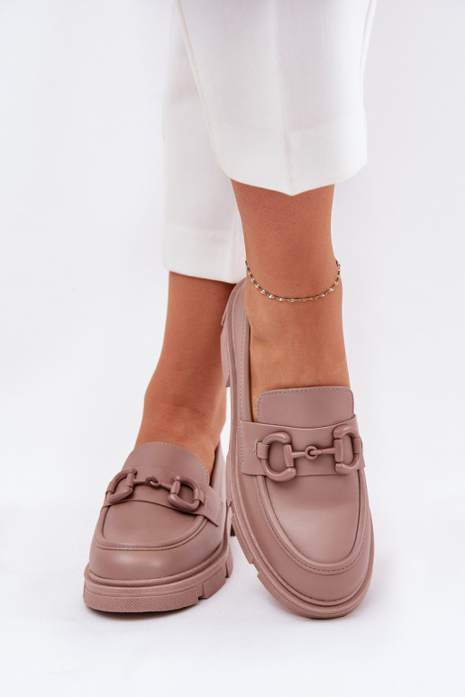 Mocassins femininos com detalhes decorativos em couro sintético caqui Seftass