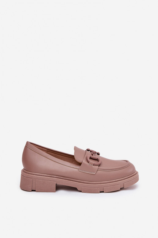 Mocassins femininos com detalhes decorativos em couro sintético caqui Seftass