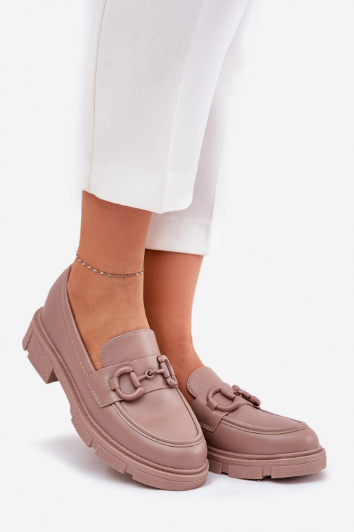 Mocassins femininos com detalhes decorativos em couro sintético caqui Seftass