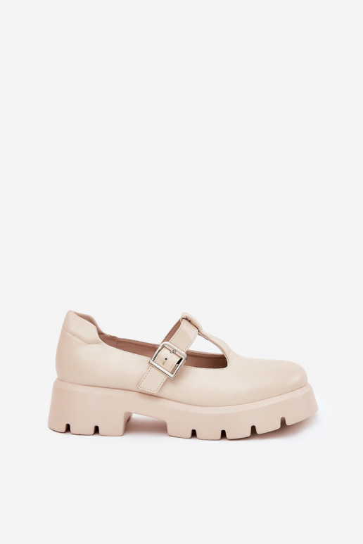 sapatos femininos com fivelas em plataforma areia Venda
