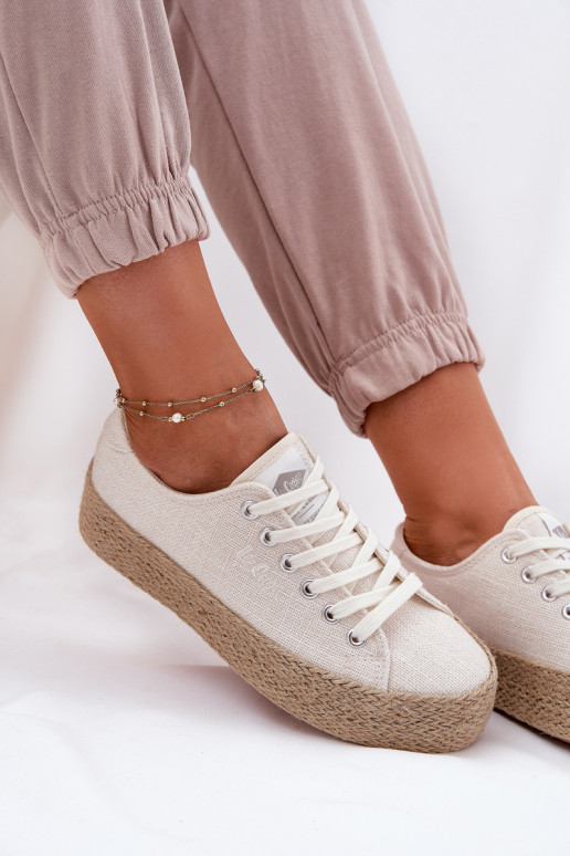 sapatos casuais com plataforma Lee Cooper LCIN-25-02-3284 na cor marfim