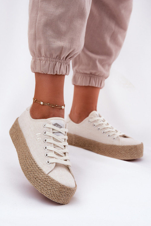 sapatos casuais com plataforma Lee Cooper LCIN-25-02-3284 na cor marfim