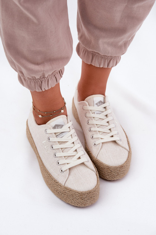 sapatos casuais com plataforma Lee Cooper LCIN-25-02-3284 na cor marfim