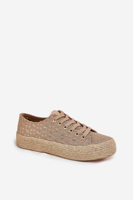 sapatos casuais estampados com plataforma caqui Lee Cooper LCIN-25-08-3646L