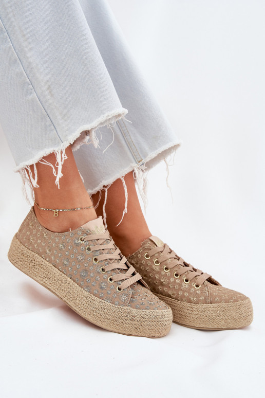 sapatos casuais estampados com plataforma caqui Lee Cooper LCIN-25-08-3646L