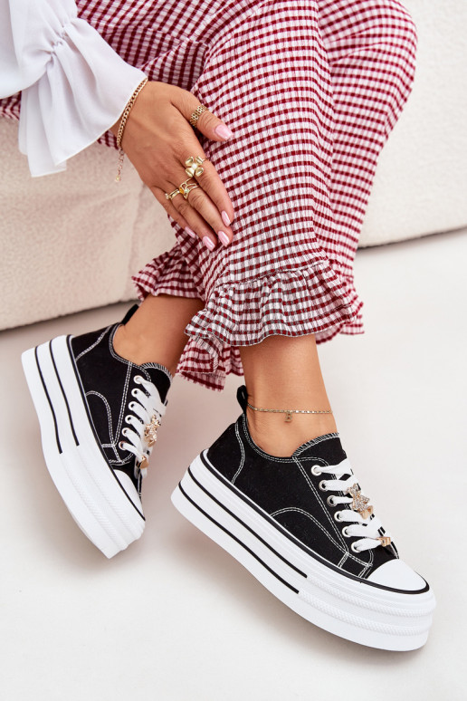 Sapatos casuais com plataforma em ouro e preto Fiorina