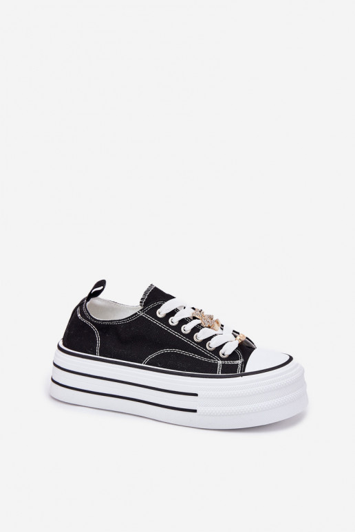 Sapatos casuais com plataforma em ouro e preto Fiorina